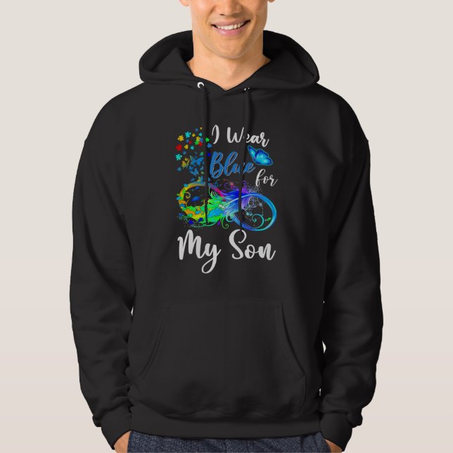 I Wear Blue For My Son Autism Awareness Month Hoodie (Front)