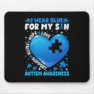 I Wear Blue For My Son Autism Awareness Mouse Pad
