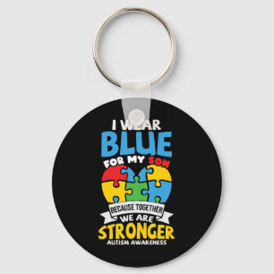 I Wear Blue For My Son Autism Awareness Mum Dad 1 Key Ring