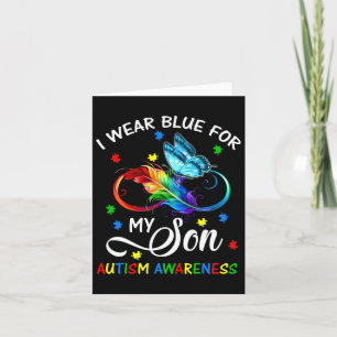I Wear Blue For My Son Autism Awareness Mum Dad Card