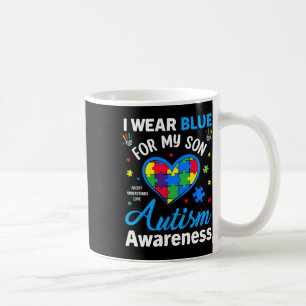 I Wear Blue For My Son Autism Awareness Mum Dad Pa Coffee Mug