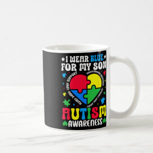 I Wear Blue For My Son Autism Awareness Mum Dad Pa Coffee Mug