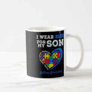 I Wear Blue For My Son Autism Awareness Mum Dad Pa Coffee Mug