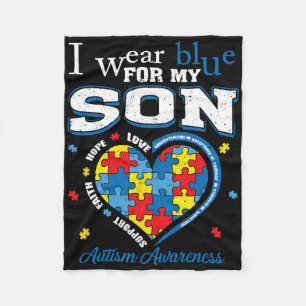 I Wear Blue For My Son Autism Awareness Mum Dad Pa Fleece Blanket