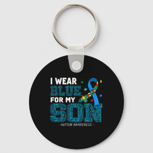 I Wear Blue For My Son Autism Awareness Mum Dad Pa Key Ring