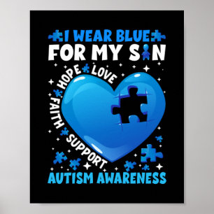 I Wear Blue For My Son Autism Awareness Poster