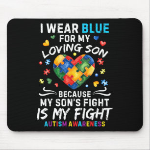 I Wear Blue For My Son Autism Awareness Puzzle Pie Mouse Pad