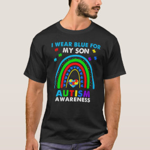 I Wear Blue For My Son Autism Awareness Rainbow 1 T-Shirt