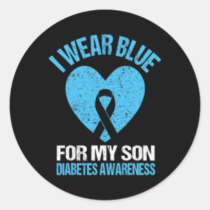 I Wear Blue For My Son Diabetes Awareness Month No Classic Round Sticker