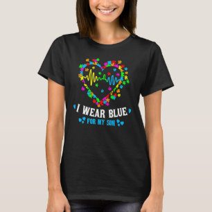 I Wear Blue For My Son Love Heart Autism Awareness T-Shirt