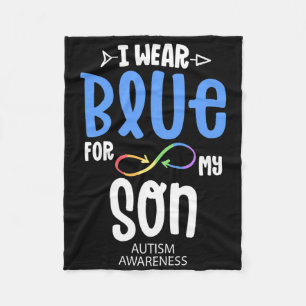 I Wear Blue For My Son Mum Autism Awareness Accept Fleece Blanket