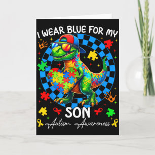 I Wear Blue For My Son Pride Autism Awareness Boy Card