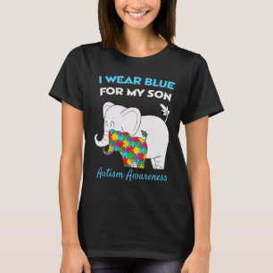 I Wear Blue For My Son Proud Autism Awareness Mum T-Shirt