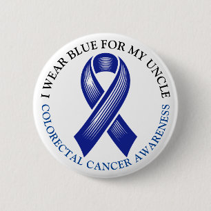 I Wear Blue for my Uncle Colourectal Cancer Ribbon 6 Cm Round Badge