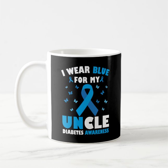 I Wear Blue For My Uncle Diabetes Awareness Coffee Mug (Left)