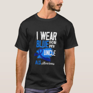 I Wear Blue For My Uncle Support ALS Awareness Tan T-Shirt