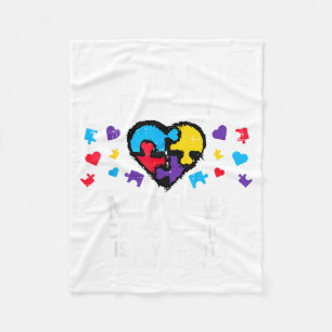 I Wear Blue For Nephew Fight Autism Awareness Aunt Fleece Blanket