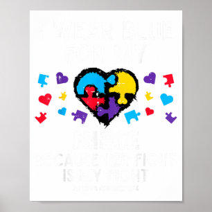 I Wear Blue For Niece Fight Autism Awareness Aunt Poster