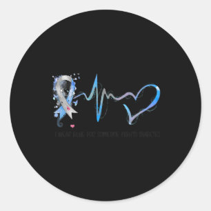I Wear Blue For Someone Fights Diabetes Awareness Classic Round Sticker