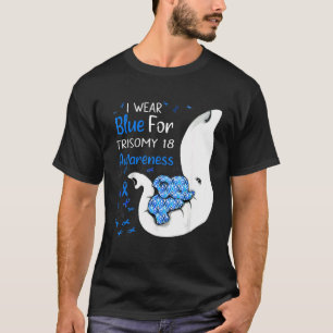 I Wear Blue For Trisomy 18 Awareness Elephant T-Shirt