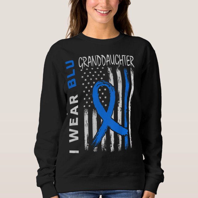 I Wear Blue Granddaughter Diabetes Awareness Flag  Sweatshirt (Front)