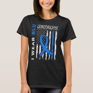 I Wear Blue Granddaughter Diabetes Awareness Flag T-Shirt