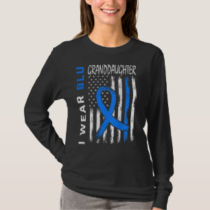 I Wear Blue Granddaughter Diabetes Awareness Flag T-Shirt