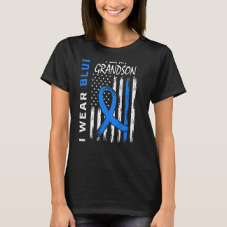 I Wear Blue Grandson Diabetes Awareness US Flag Ba T-Shirt