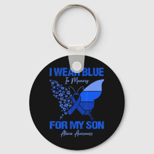 I Wear Blue In Memory For My Son Ataxia Awareness  Key Ring