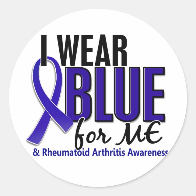 I Wear Blue Me Rheumatoid Arthritis RA Classic Round Sticker (Front)