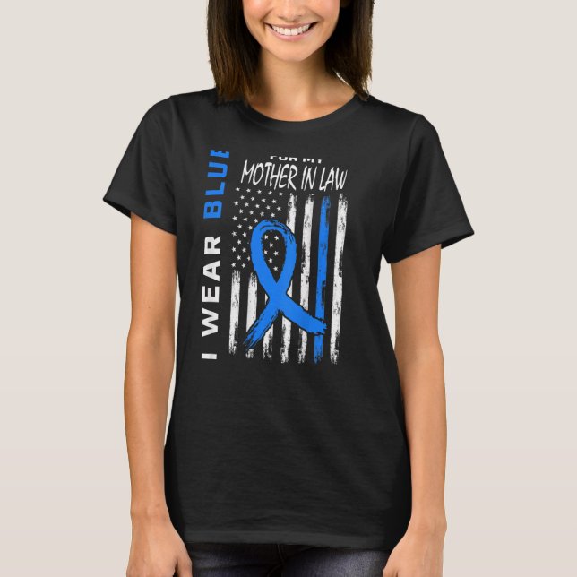 I Wear Blue Mother In Law Diabetes Awareness Flag  T-Shirt (Front)