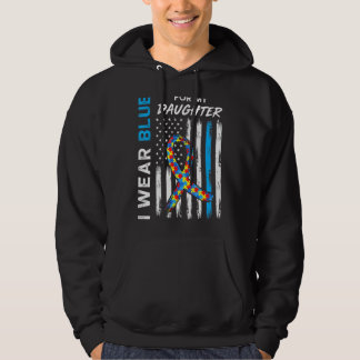 I Wear Blue My Daughter American Flag Ribbon Puzzl Hoodie