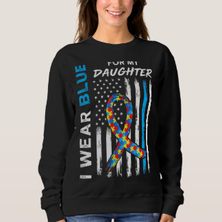 I Wear Blue My Daughter American Flag Ribbon Puzzl Sweatshirt