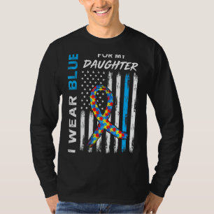 I Wear Blue My Daughter American Flag Ribbon Puzzl T-Shirt