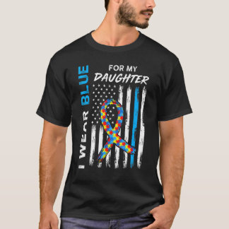 I Wear Blue My Daughter American Flag Ribbon Puzzl T-Shirt