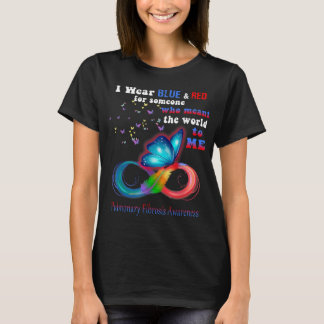 I Wear Blue & Red Pulmonary Fibrosis Awareness  T-Shirt
