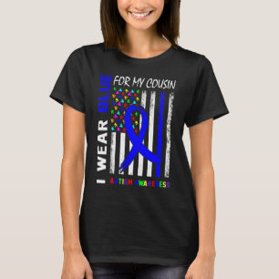 I Wear Blue Ribbon For My Cousin Autism Awareness  T-Shirt