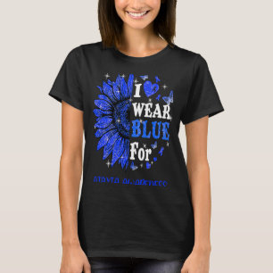 I wear Blue Twinkle Heart Sunflower Ataxia Awarene T-Shirt