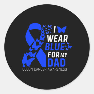 I Wear Blues For My Dads Fathers Day Colon Cancer Classic Round Sticker