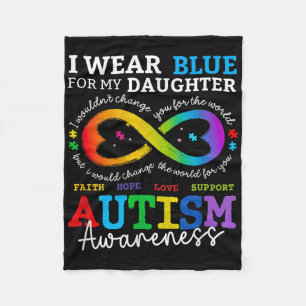 I Wear Blues For My Daughter Autism Awareness Mum  Fleece Blanket