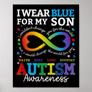 I Wear Blues For My Son Autism Awareness Mum Dad P Poster