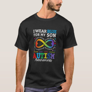 I Wear Blues For My Son Autism Awareness Mum Dad P T-Shirt