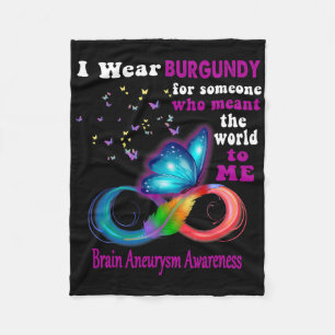 I Wear Burgundy Brain Aneurysm Awareness Fleece Blanket