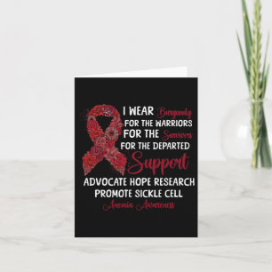 I Wear Burgundy Flower Ribbon Sickle Cell Anaemia Card