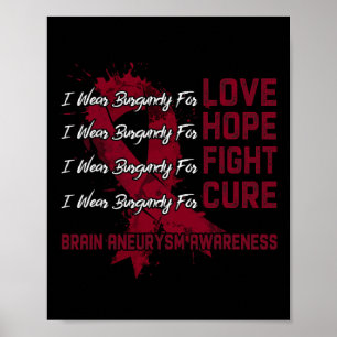 I Wear Burgundy For Brain Aneurysm Awareness 3 Poster