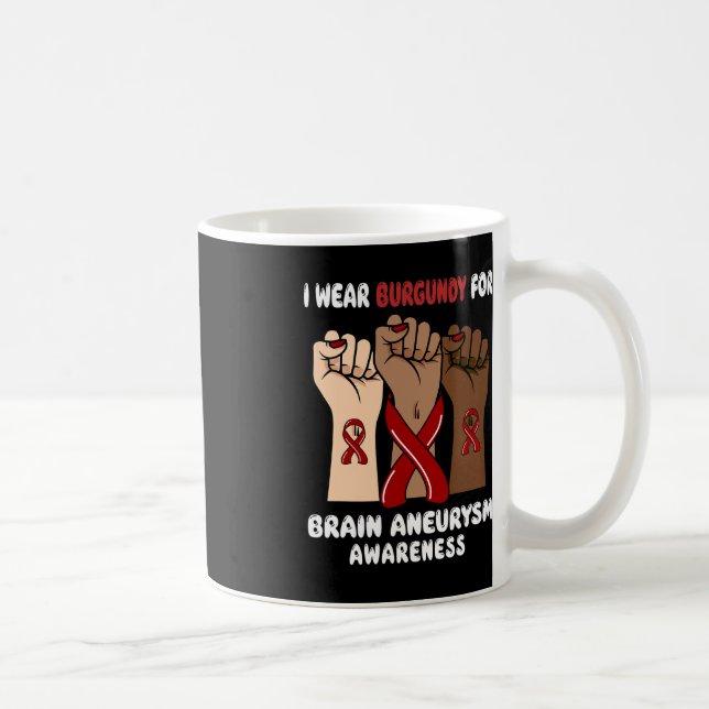 I Wear Burgundy For brain aneurysm Awareness  Coffee Mug (Right)