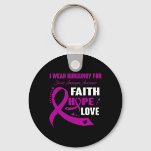I Wear Burgundy For Brain Aneurysm Awareness Gifts Key Ring