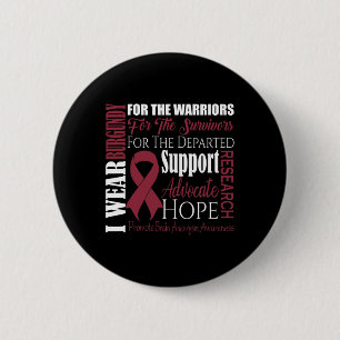 I Wear Burgundy For Brain Aneurysm Awareness Survi 6 Cm Round Badge