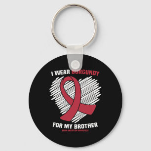 I Wear Burgundy For My Cousin Brain Aneurysm Aware Key Ring