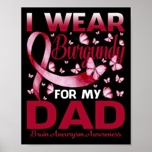 I Wear Burgundy For My Dad Brain Aneurysm Awarenes Poster